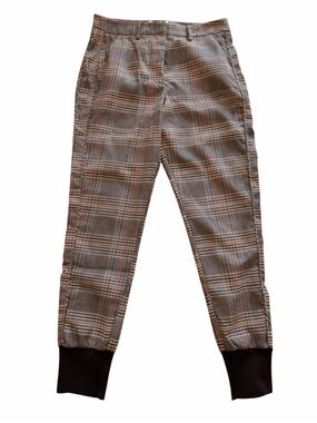 Plaid Tapered Jogger Pants Women’s Size 2 Brown Black Office Casual